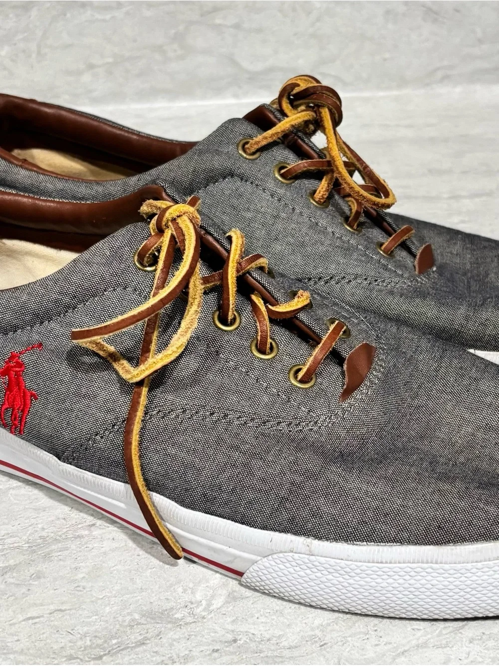 Polo by Ralph Lauren Gray Canvas Lace-Up Sneakers